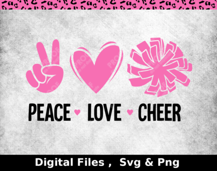 peace love cheer black and pink vector design 02